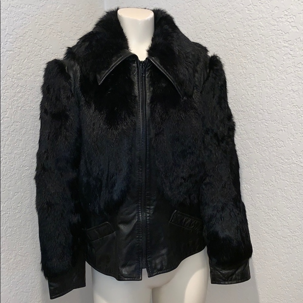 Echtes Leder und pelz Leather & Fur Jacket 42